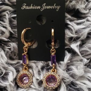 18K Yellow gold-filled purple topaz dangle earring